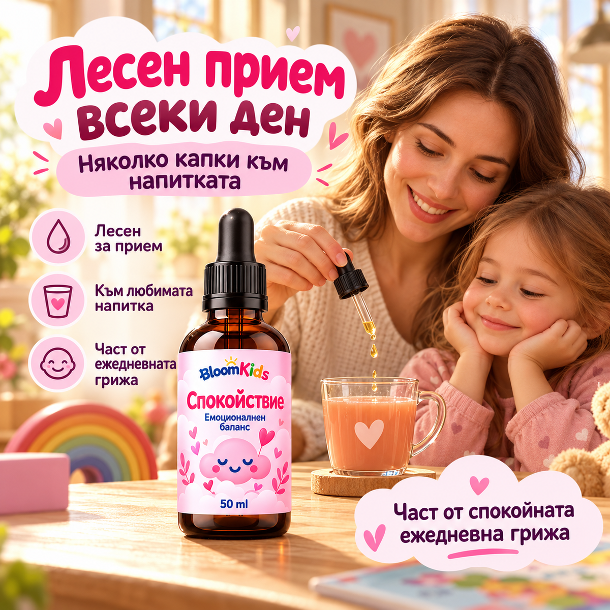 BloomKids Calm – Детски капки за спокойствие и баланс
